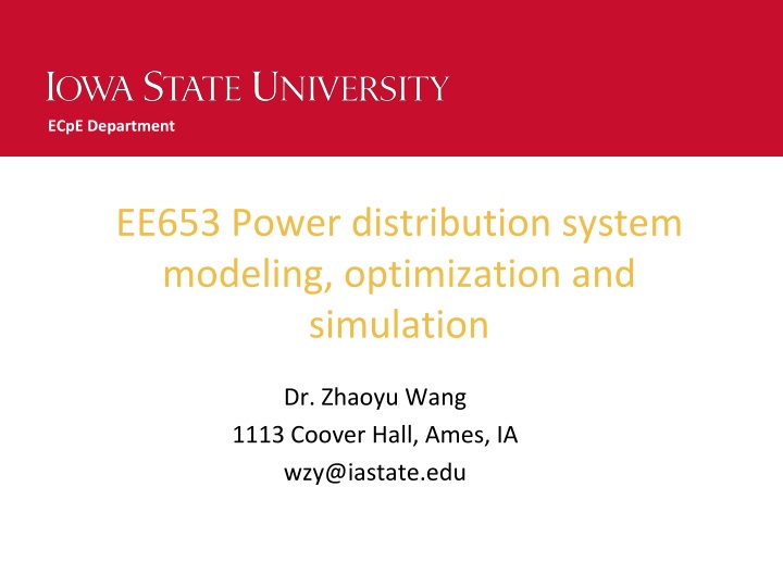 ee653 power distribution system modeling optimization and simulation