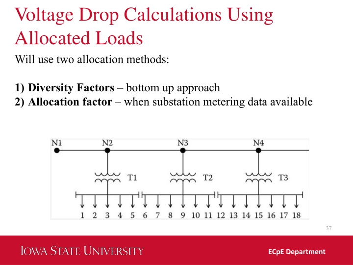 voltage drop calculations using allocated loads