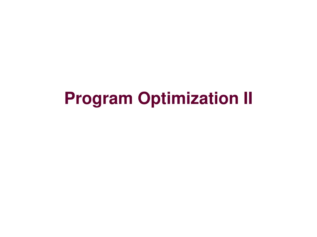 program optimization ii