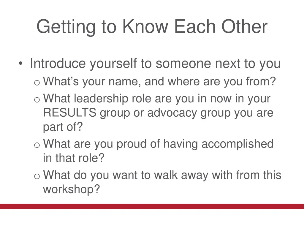 getting to know each other