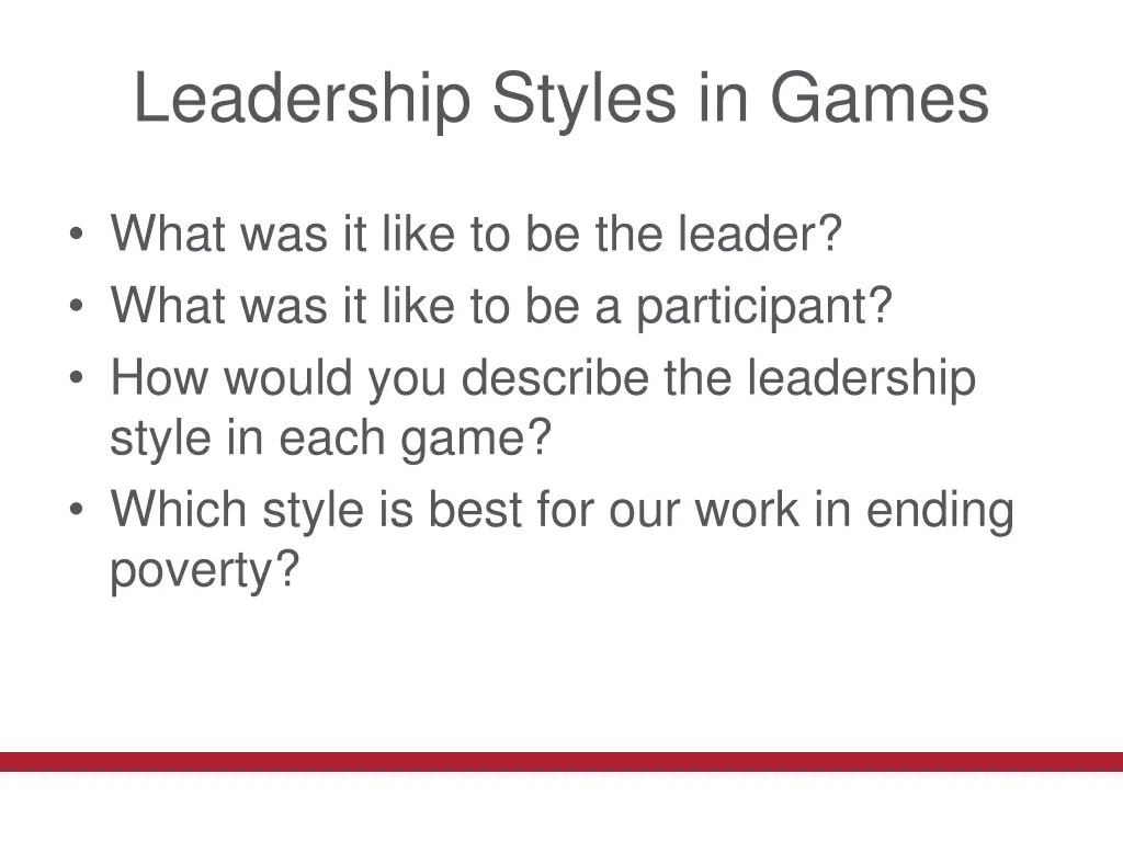 leadership styles in games 1