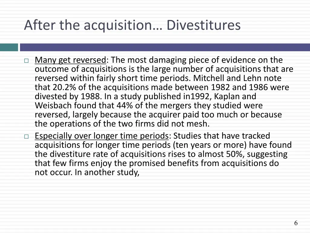 after the acquisition divestitures