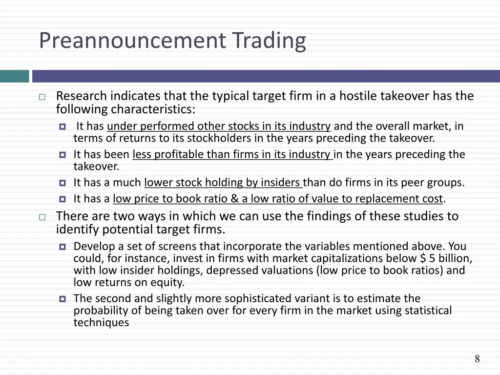 preannouncement trading