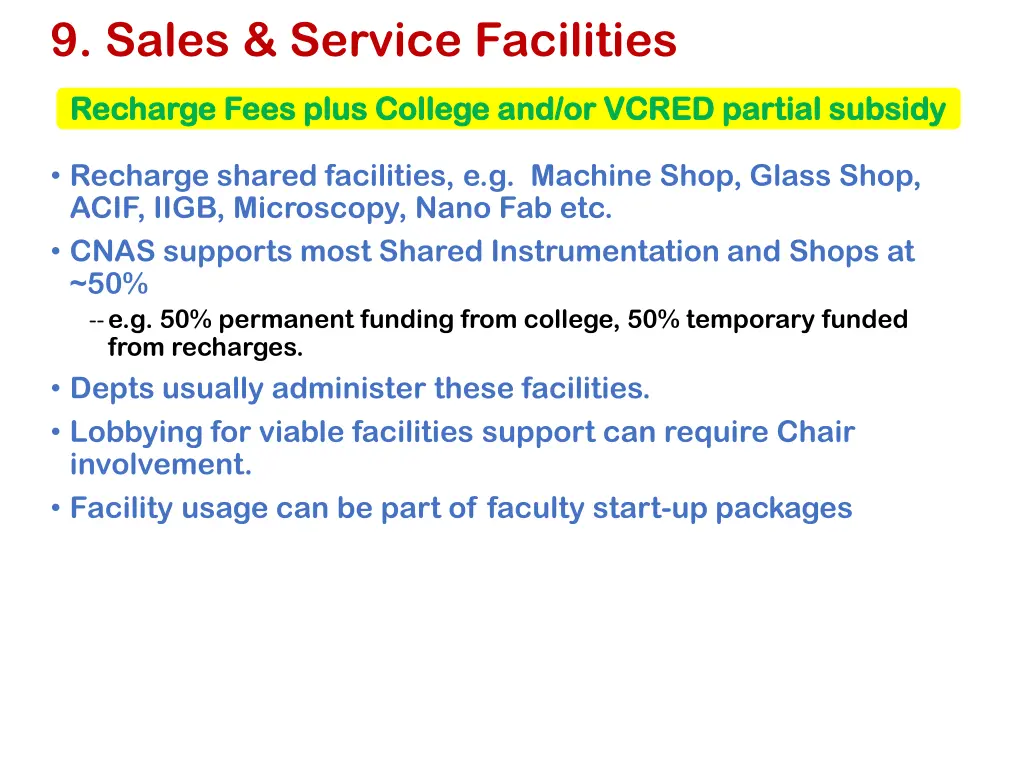 9 sales service facilities