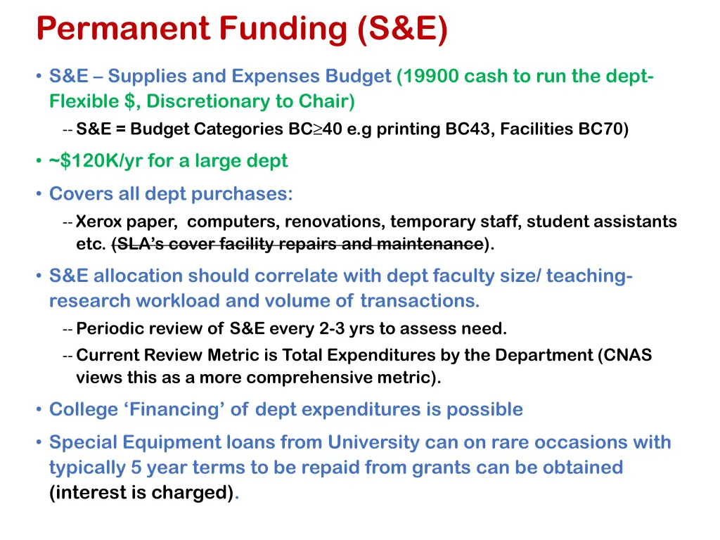 permanent funding s e