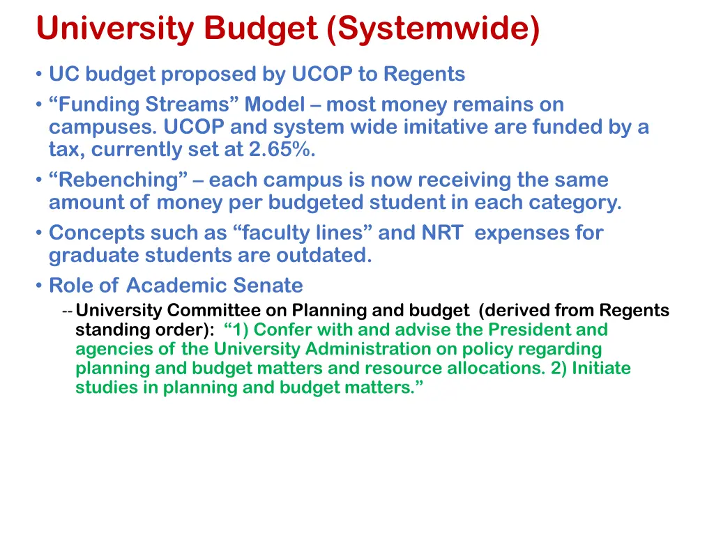 university budget systemwide