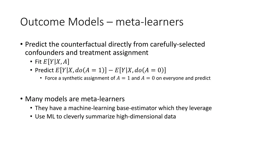 outcome models meta learners