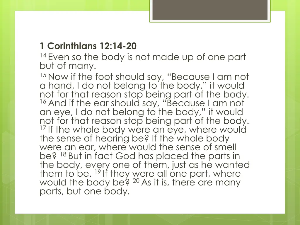 1 corinthians 12 14 20 14 even so the body
