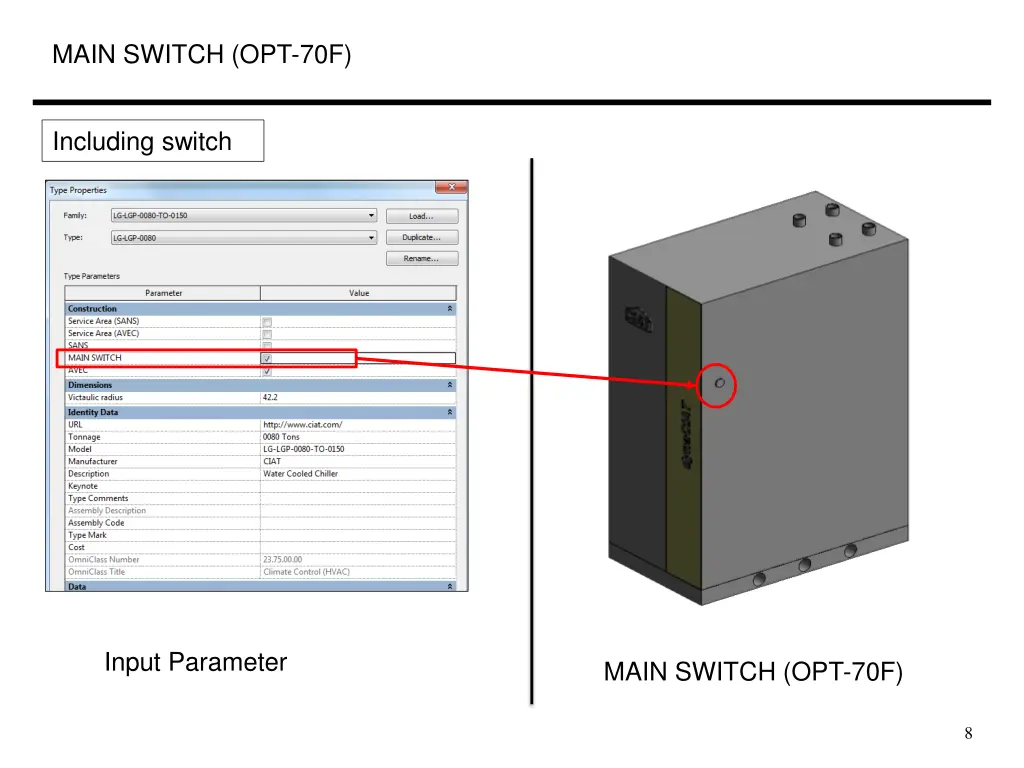 main switch opt 70f