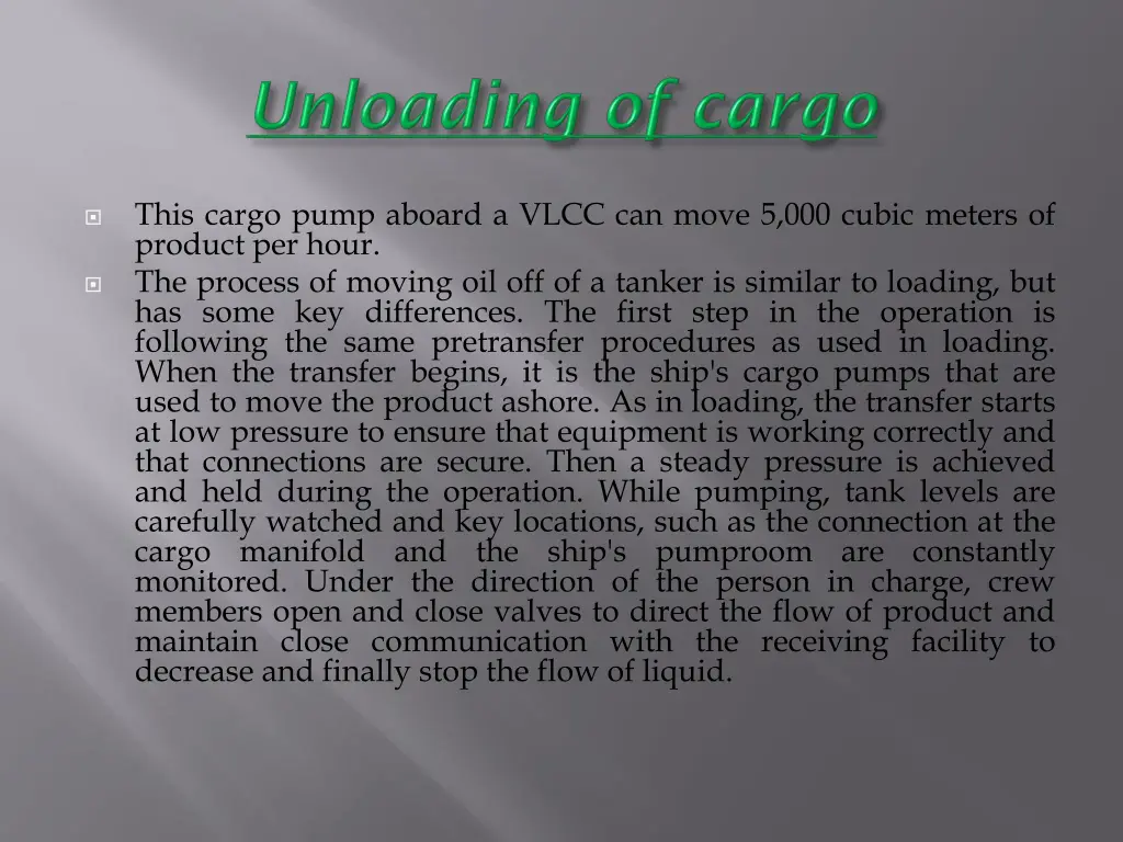 this cargo pump aboard a vlcc can move