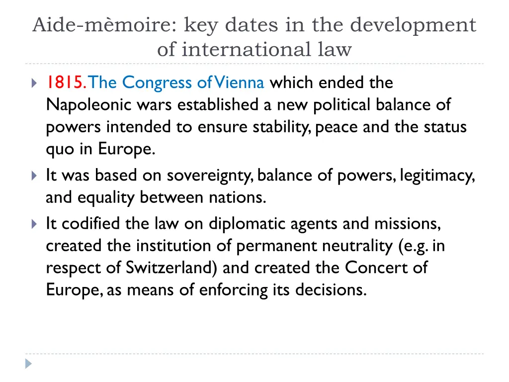 aide m moire key dates in the development 1