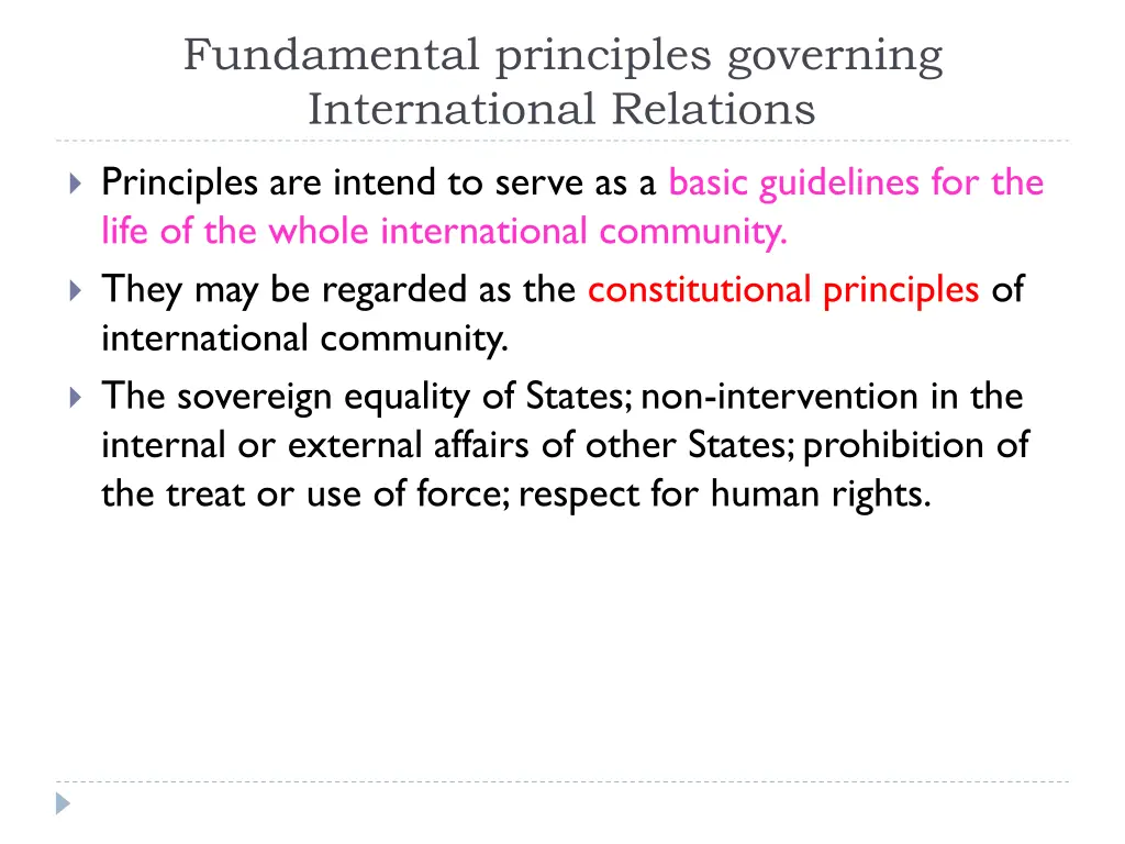 fundamental principles governing international