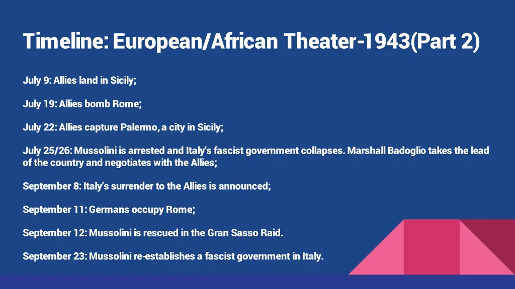 timeline european african theater 1943 part 2