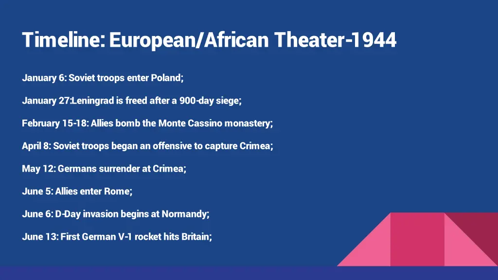 timeline european african theater 1944