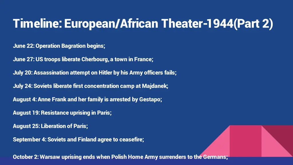 timeline european african theater 1944 part 2