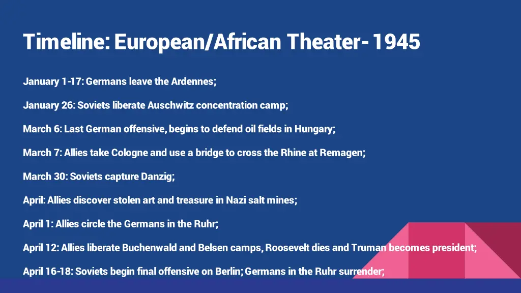 timeline european african theater 1945