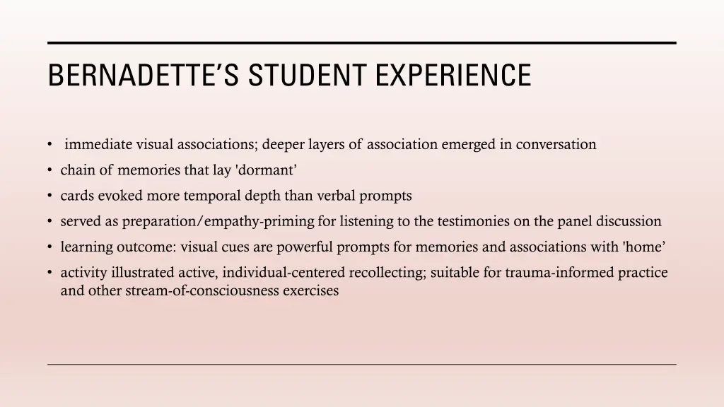 bernadette s student experience