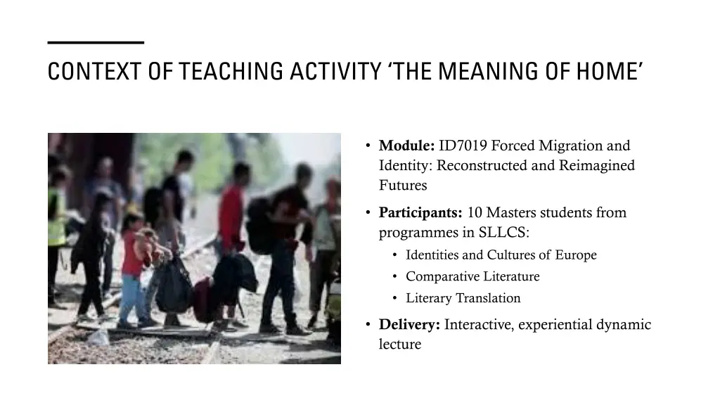 context of teaching activity the meaning of home