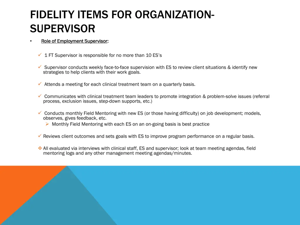 fidelity items for organization supervisor