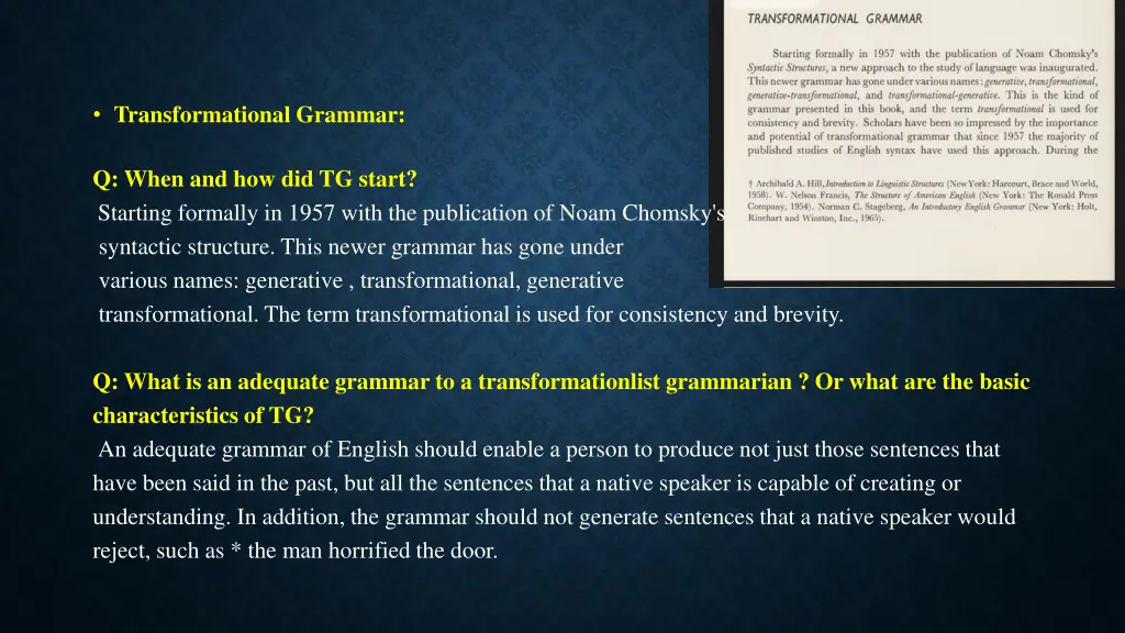 transformational grammar