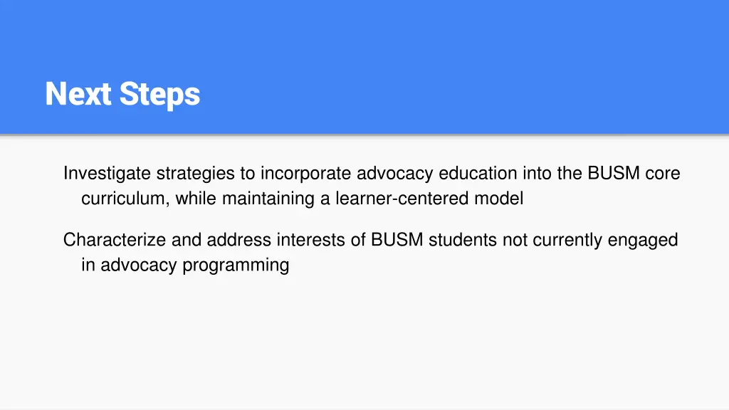next steps