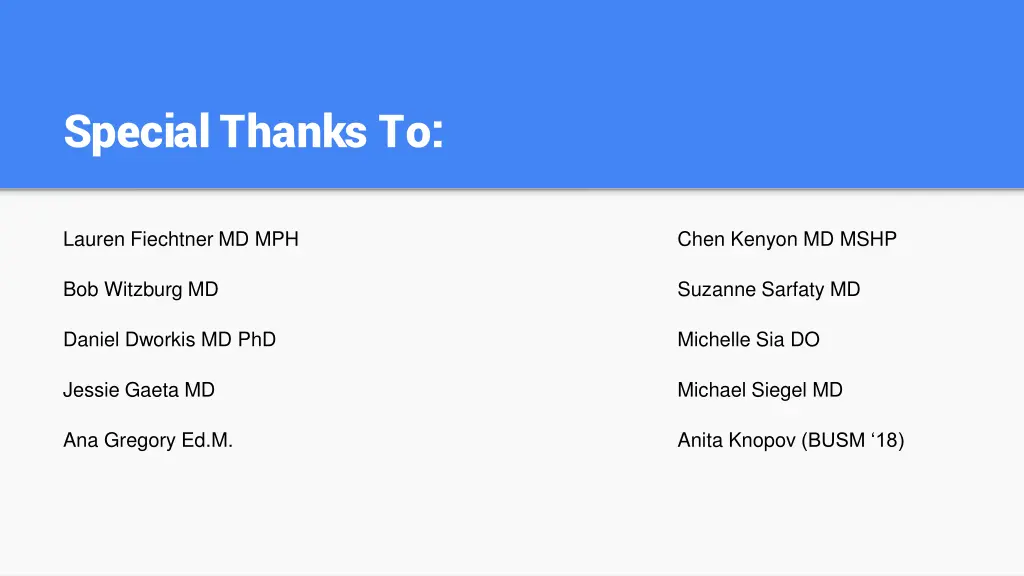 special thanks to