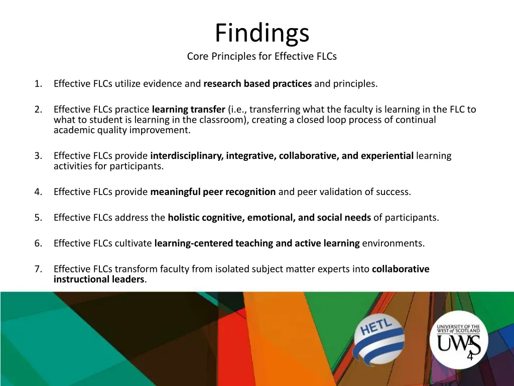 findings core principles for effective flcs