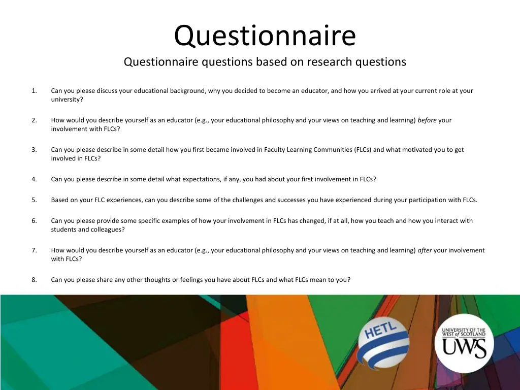 questionnaire questionnaire questions based