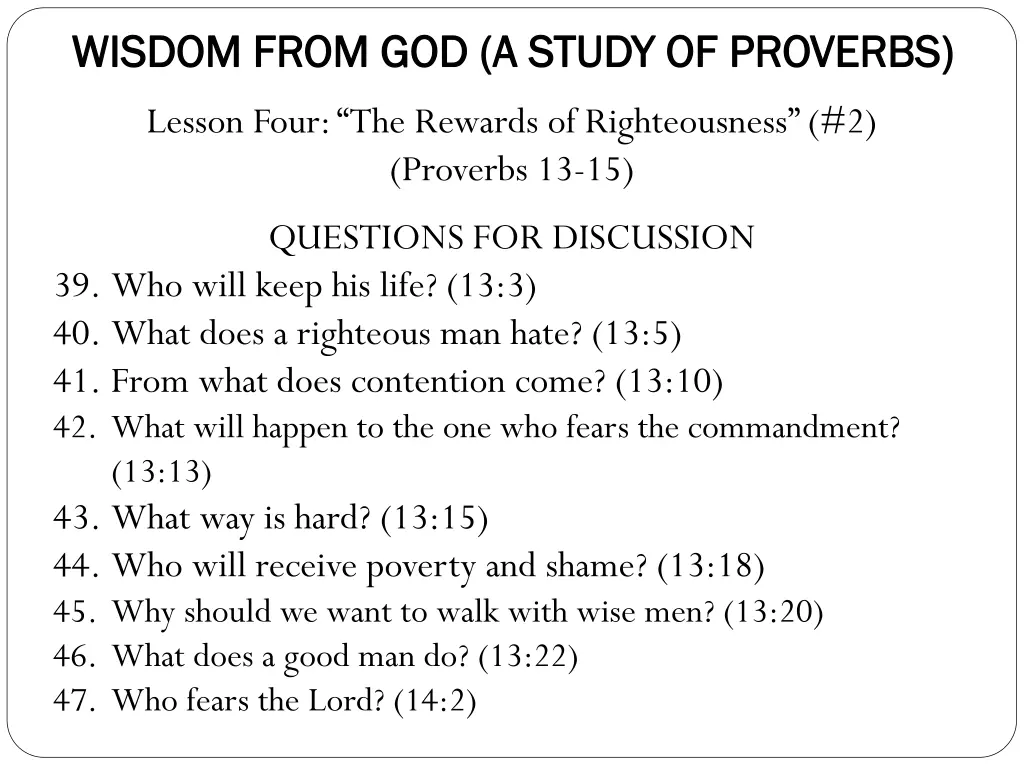 wisdom from god a study of proverbs wisdom from 1