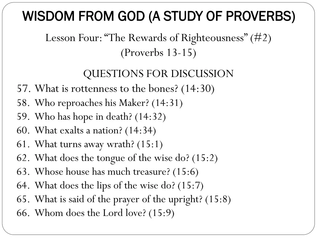 wisdom from god a study of proverbs wisdom from 3