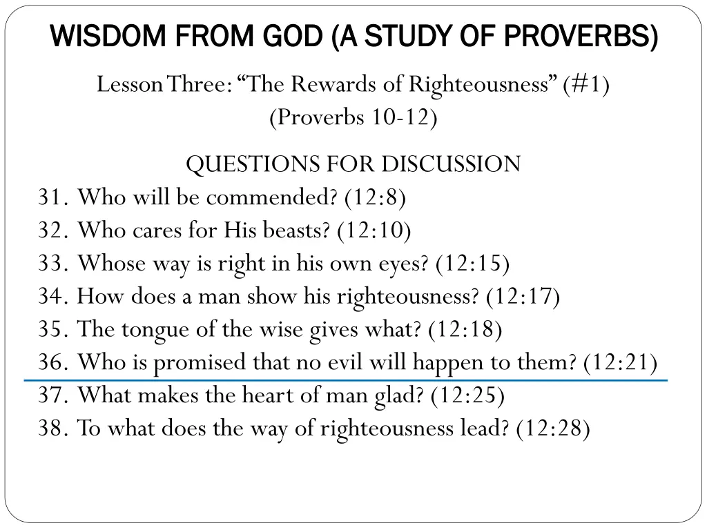 wisdom from god a study of proverbs wisdom from