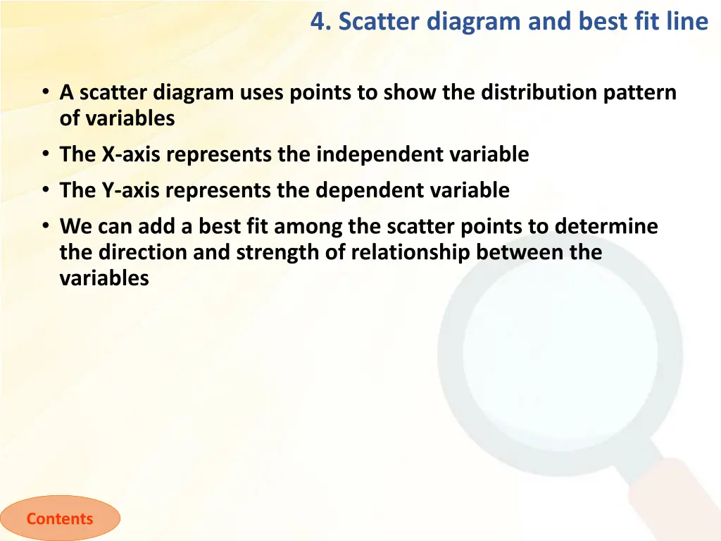 4 scatter diagram and best fit line