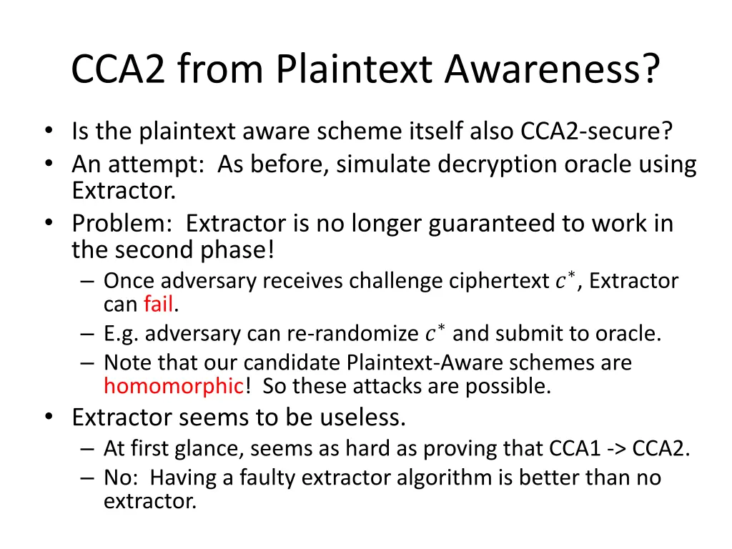cca2 from plaintext awareness