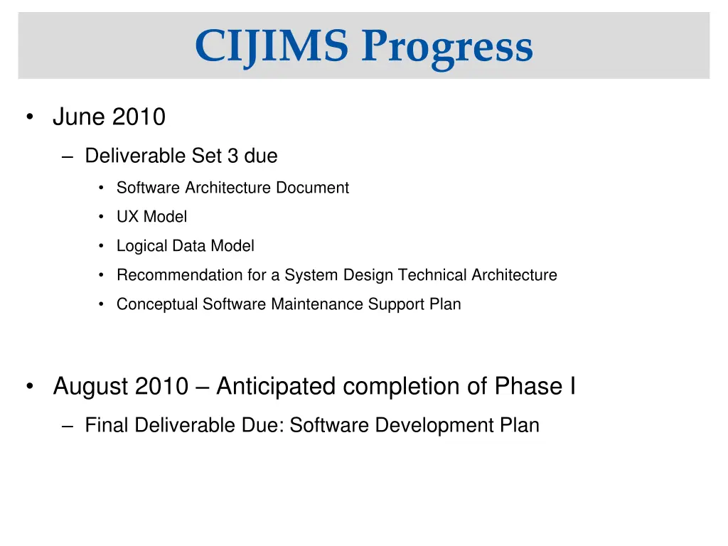 cijims progress 1