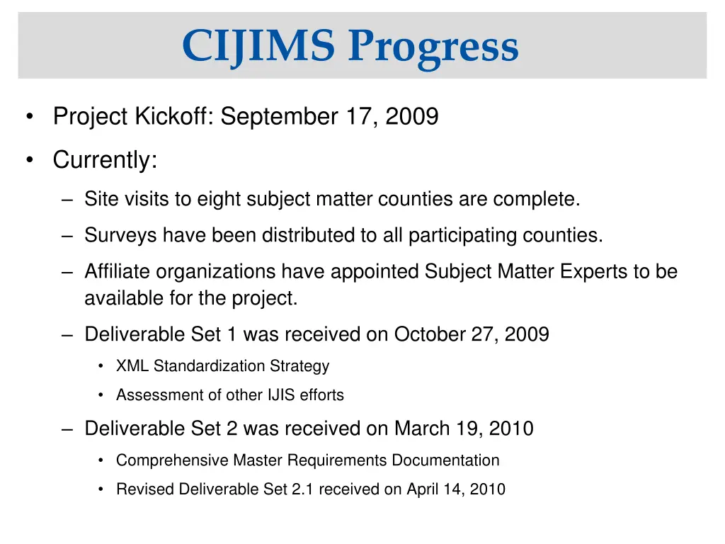 cijims progress