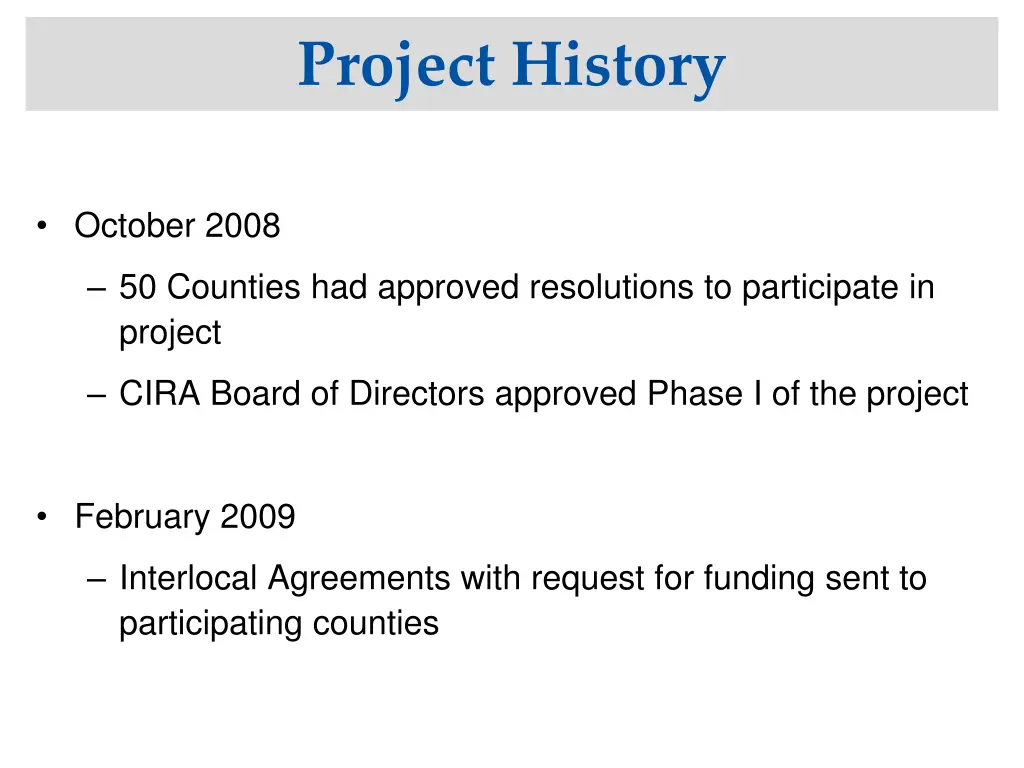 project history 2