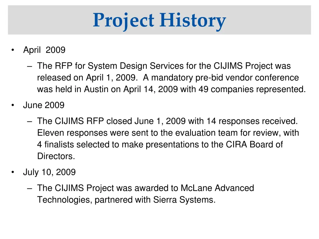 project history 3