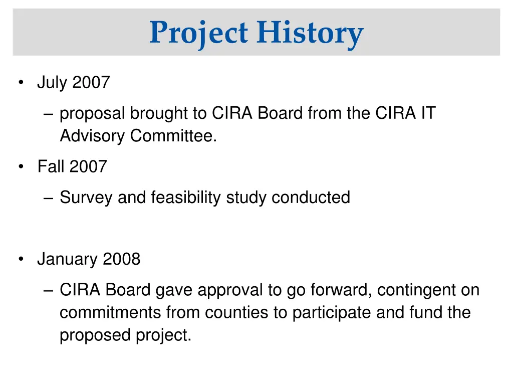 project history