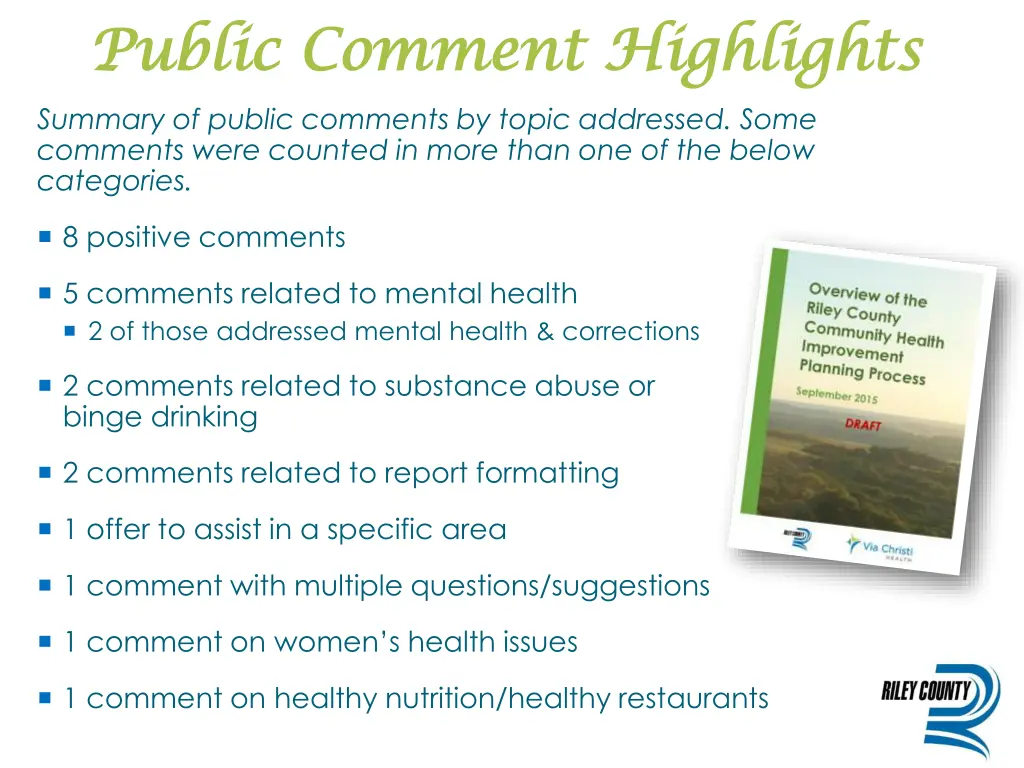 public comment highlights public comment