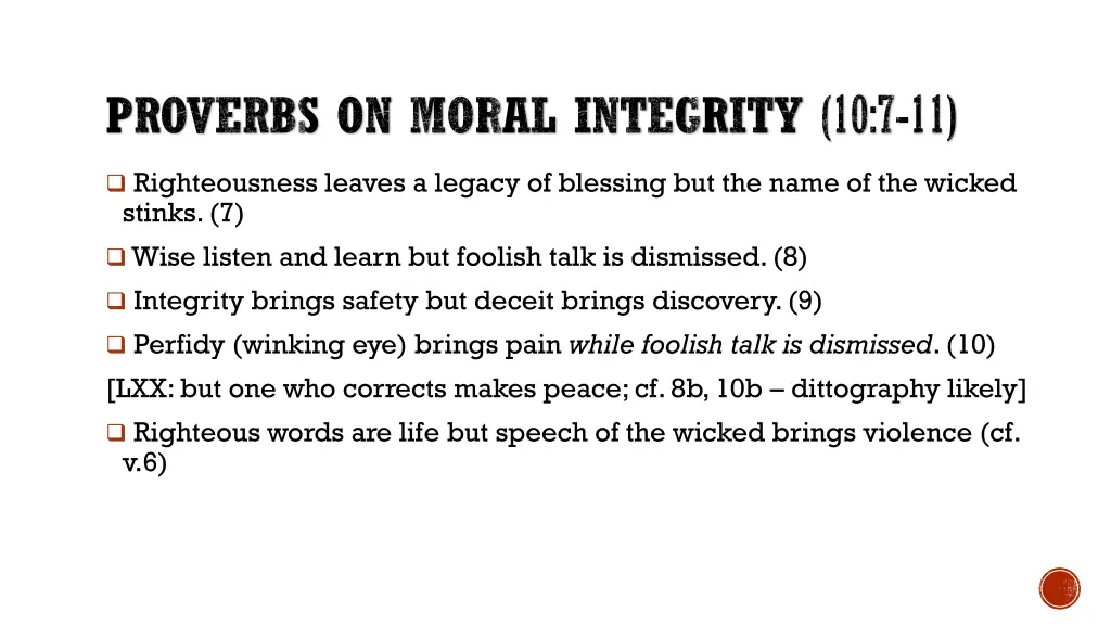 proverbs on moral integrity 10 7 11