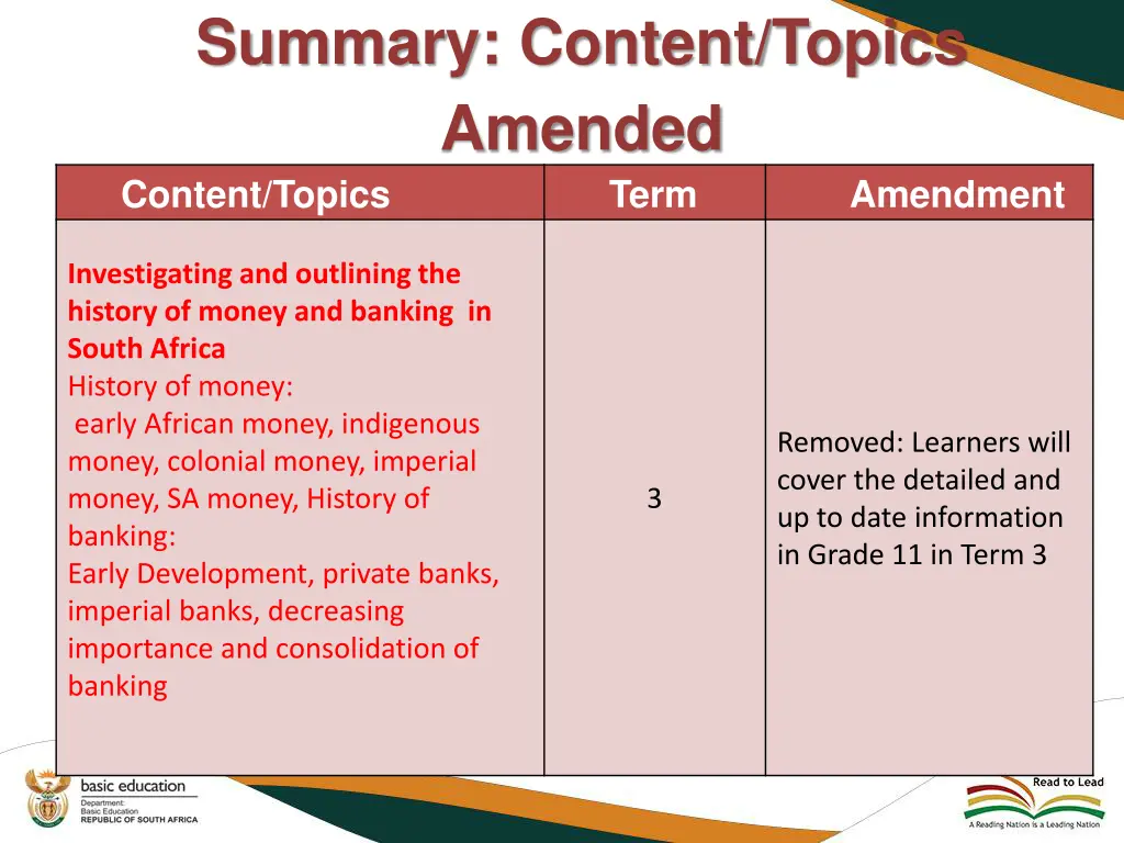 summary content topics amended content topics 1