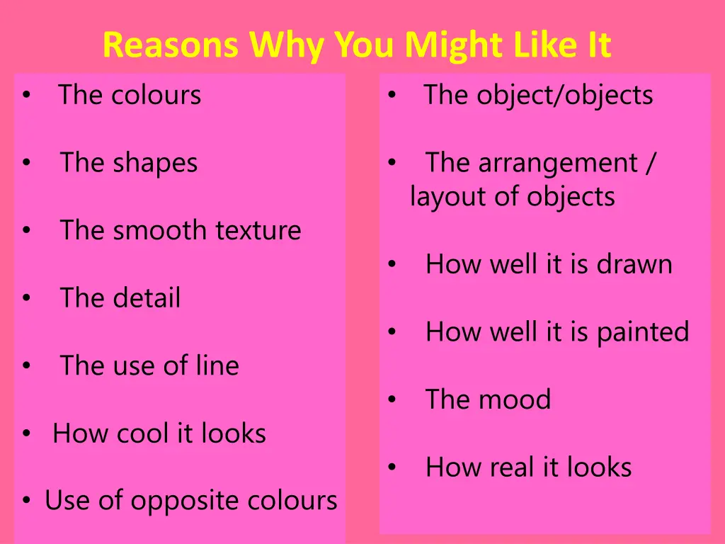 reasons why you might like it the colours