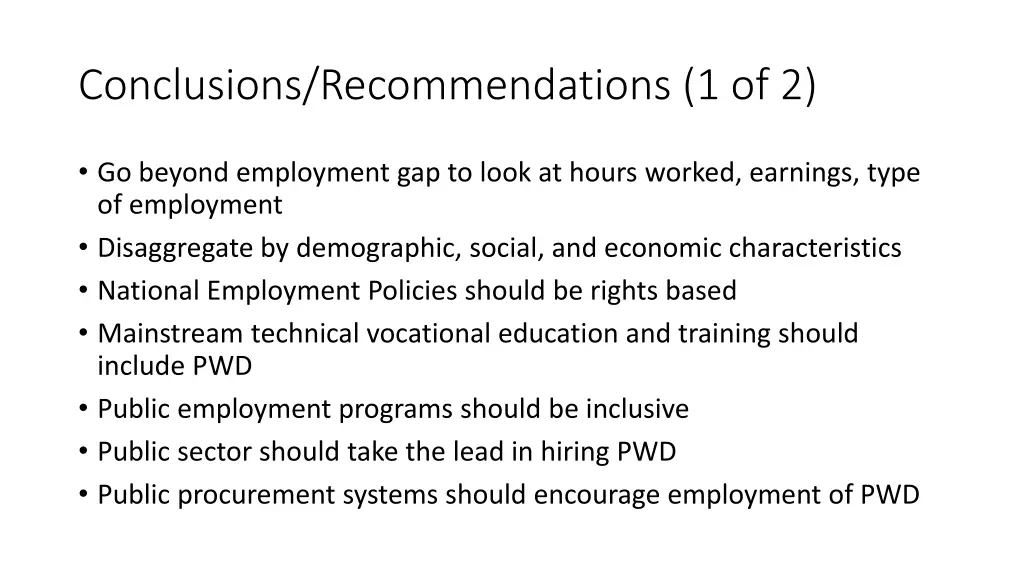 conclusions recommendations 1 of 2