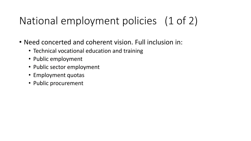 national employment policies 1 of 2
