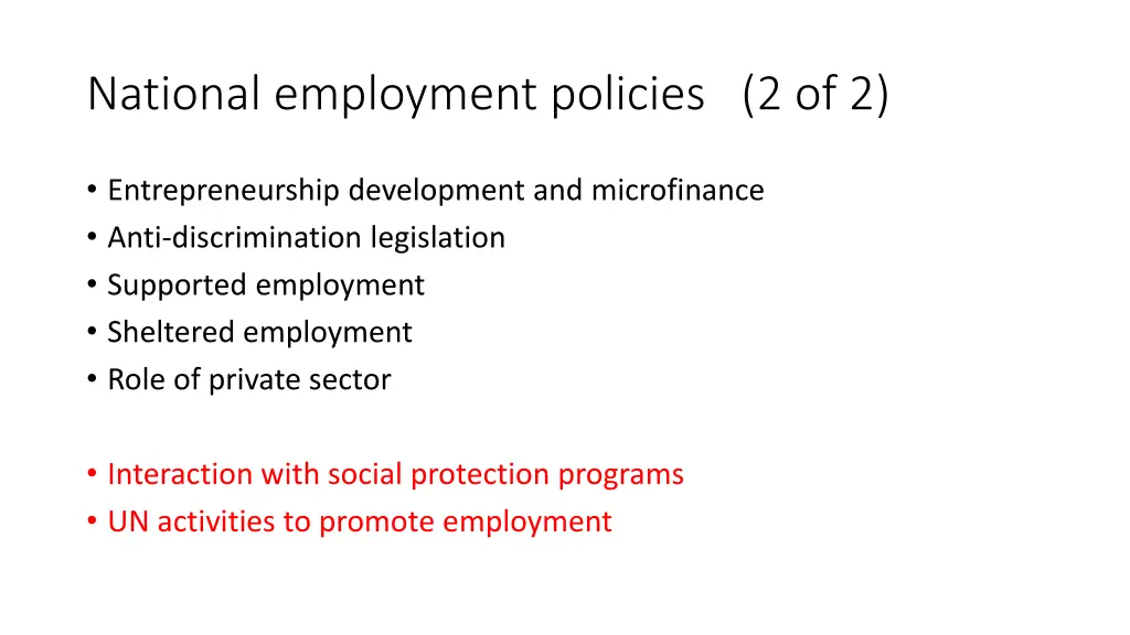 national employment policies 2 of 2