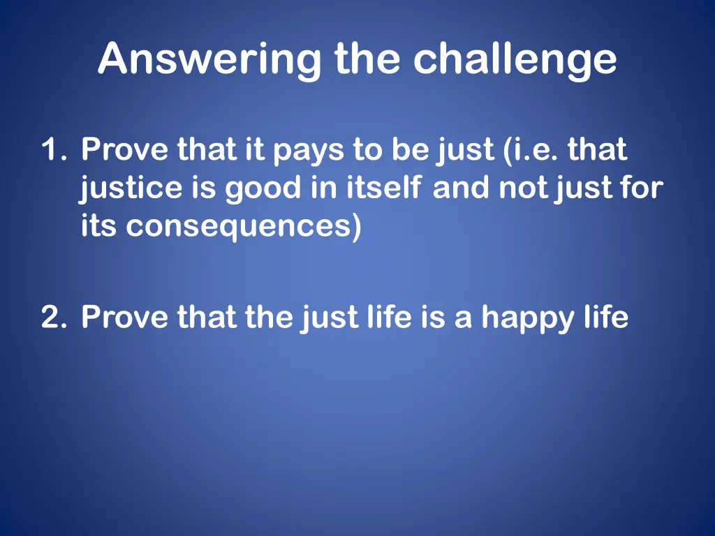 answering the challenge