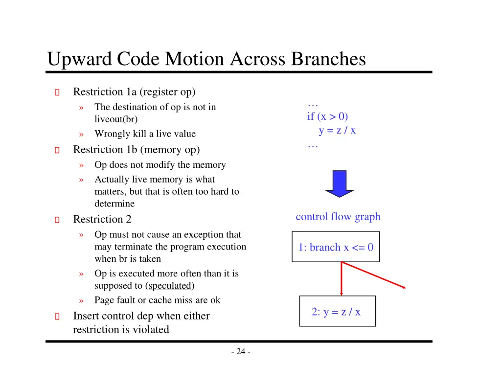 upward code motion across branches