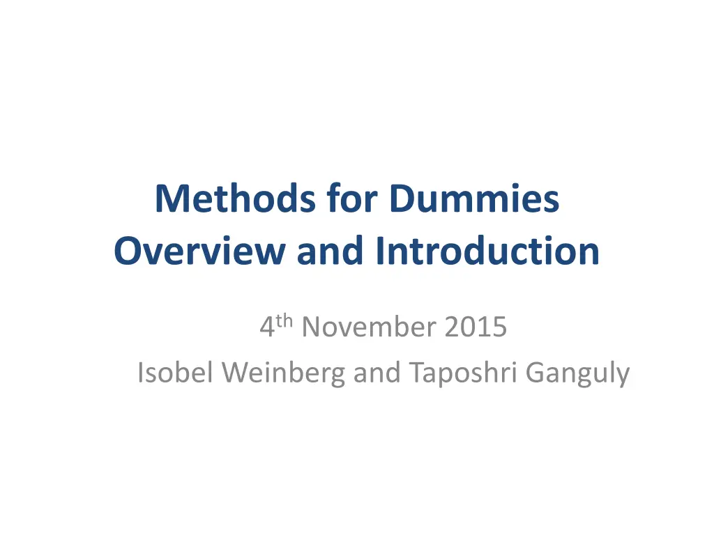 methods for dummies overview and introduction