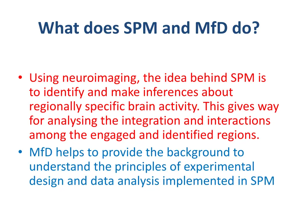 what does spm and mfd do