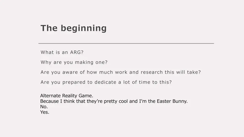 the beginning